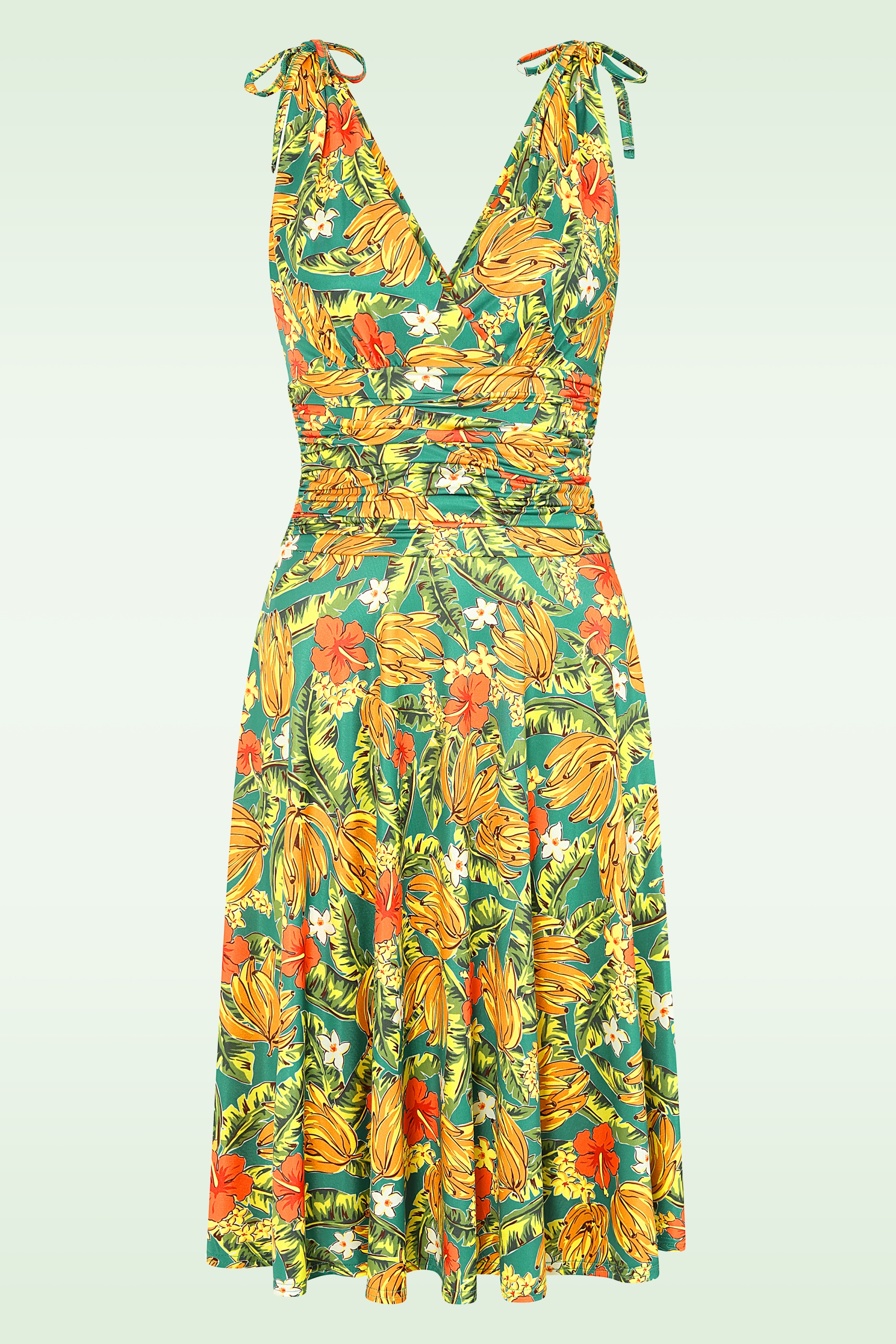 Vintage Chic for Topvintage - Topvintage exclusive ~ Grecian tropical jurk in groen en geel