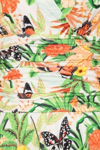 Vintage Chic for Topvintage - Topvintage Exclusive ~ Grecian tropical vlinder jurk in wit en en oranje 3