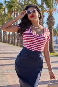 Miss Candyfloss - Odelle Rose Striped katoenen top in rood en wit