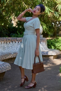 Miss Candyfloss - Astira Minty linnen swing jurk in mint 3