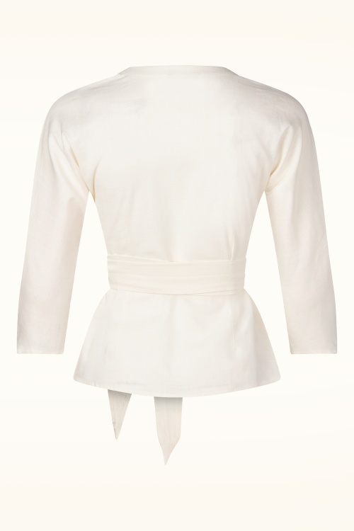 Femkit - Vic linnen wikkelblouse in crème  3
