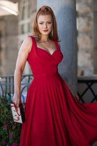 Glamour Bunny - Topvintage exclusive ~ The Gina Lee swing jurk in rood 3