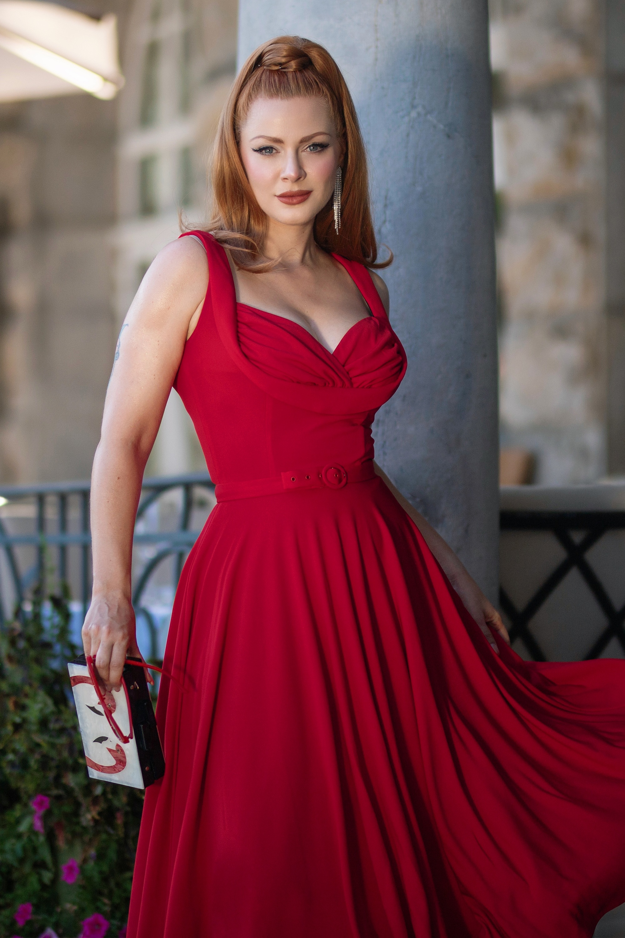 Glamour Bunny - Topvintage exclusive ~ The Gina Lee swing jurk in rood 3