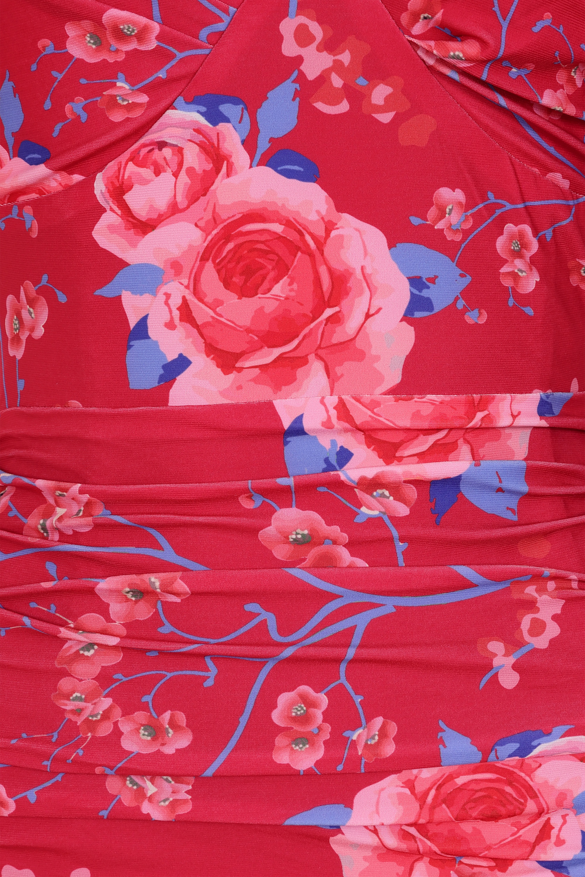 Glamour Bunny - Topvintage exclusive ~ The Marilyn Floral pencil jurk in framboosrood 4