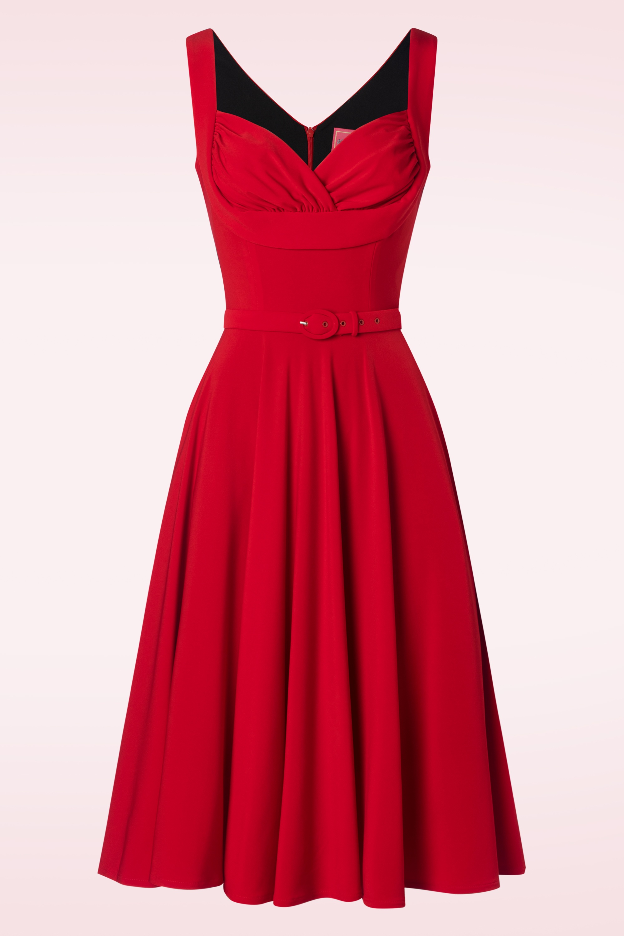 Glamour Bunny - Topvintage exclusive ~ The Gina Lee swing jurk in rood 2
