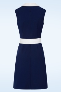 Glamour Bunny - Topvintage Exclusive ~ The Priscilla a-lijn jurk in marineblauw en wit 5
