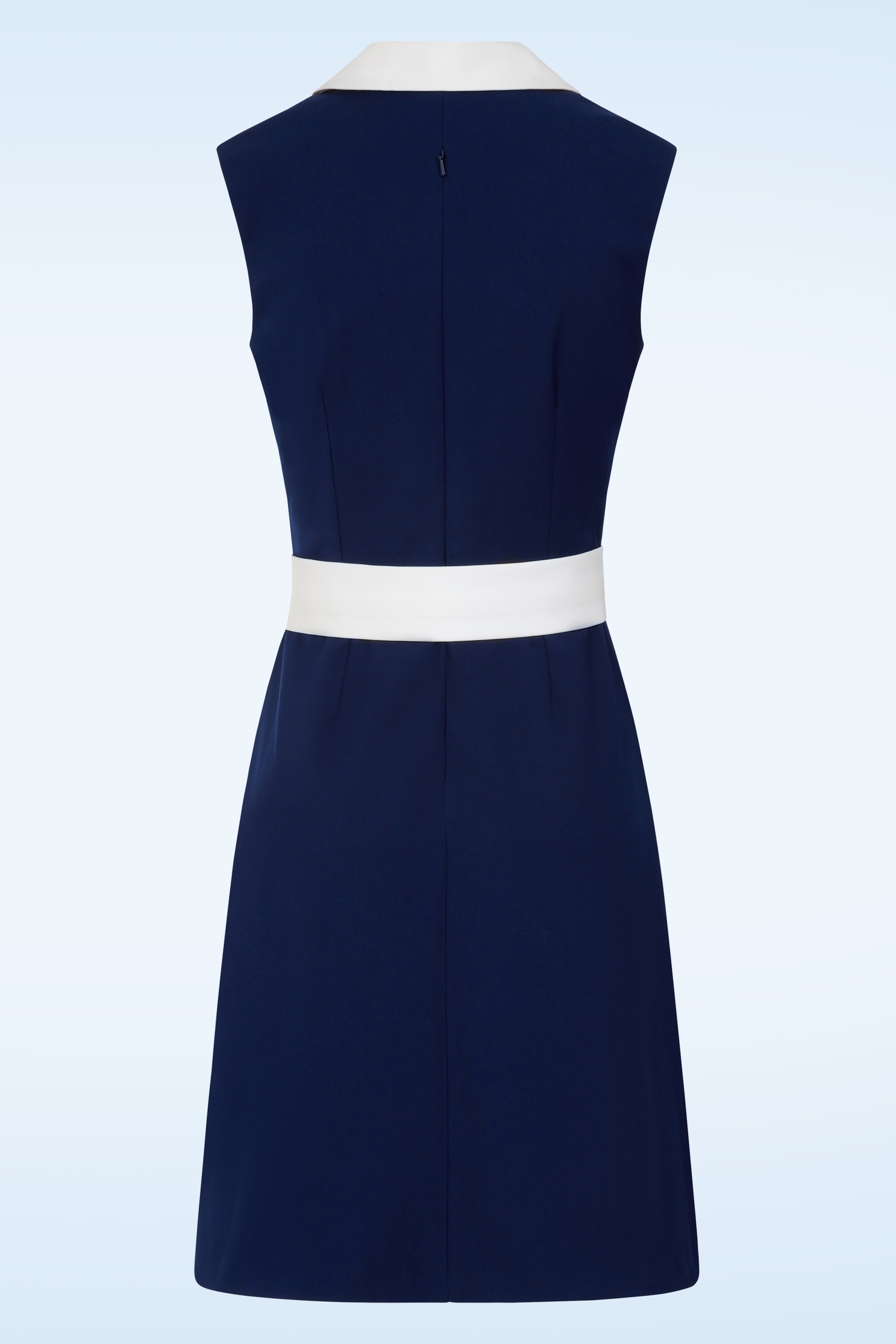 Glamour Bunny - Topvintage Exclusive ~ The Priscilla a-lijn jurk in marineblauw en wit 5