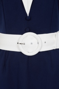 Glamour Bunny - Topvintage Exclusive ~ The Priscilla a-lijn jurk in marineblauw en wit 4