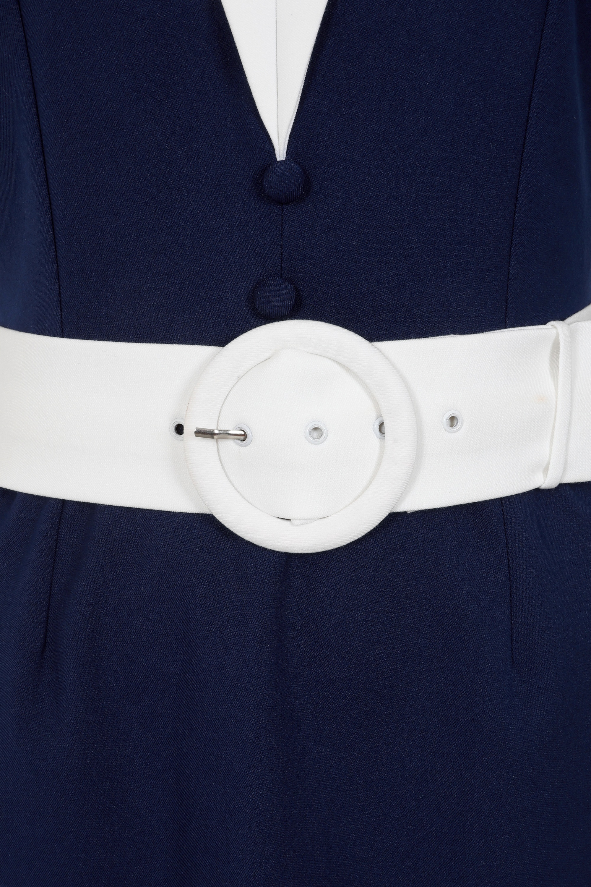 Glamour Bunny - Topvintage Exclusive ~ The Priscilla a-lijn jurk in marineblauw en wit 4