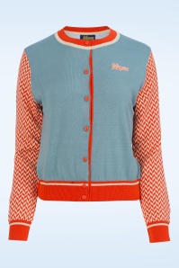 LaLamour - Emma Flowers cardigan in blauw en oranje 2
