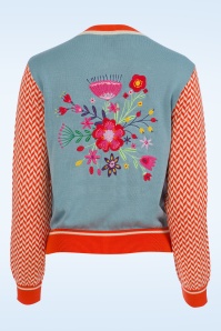 LaLamour - Emma Flowers cardigan in blauw en oranje 5