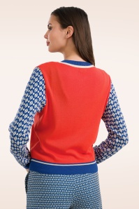 LaLamour - Emma Swallow cardigan in rood en blauw 3