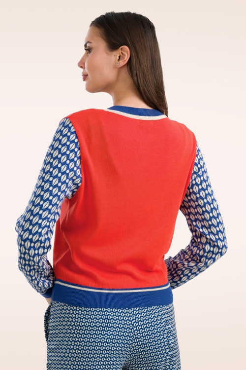LaLamour - Emma Swallow cardigan in rood en blauw 3