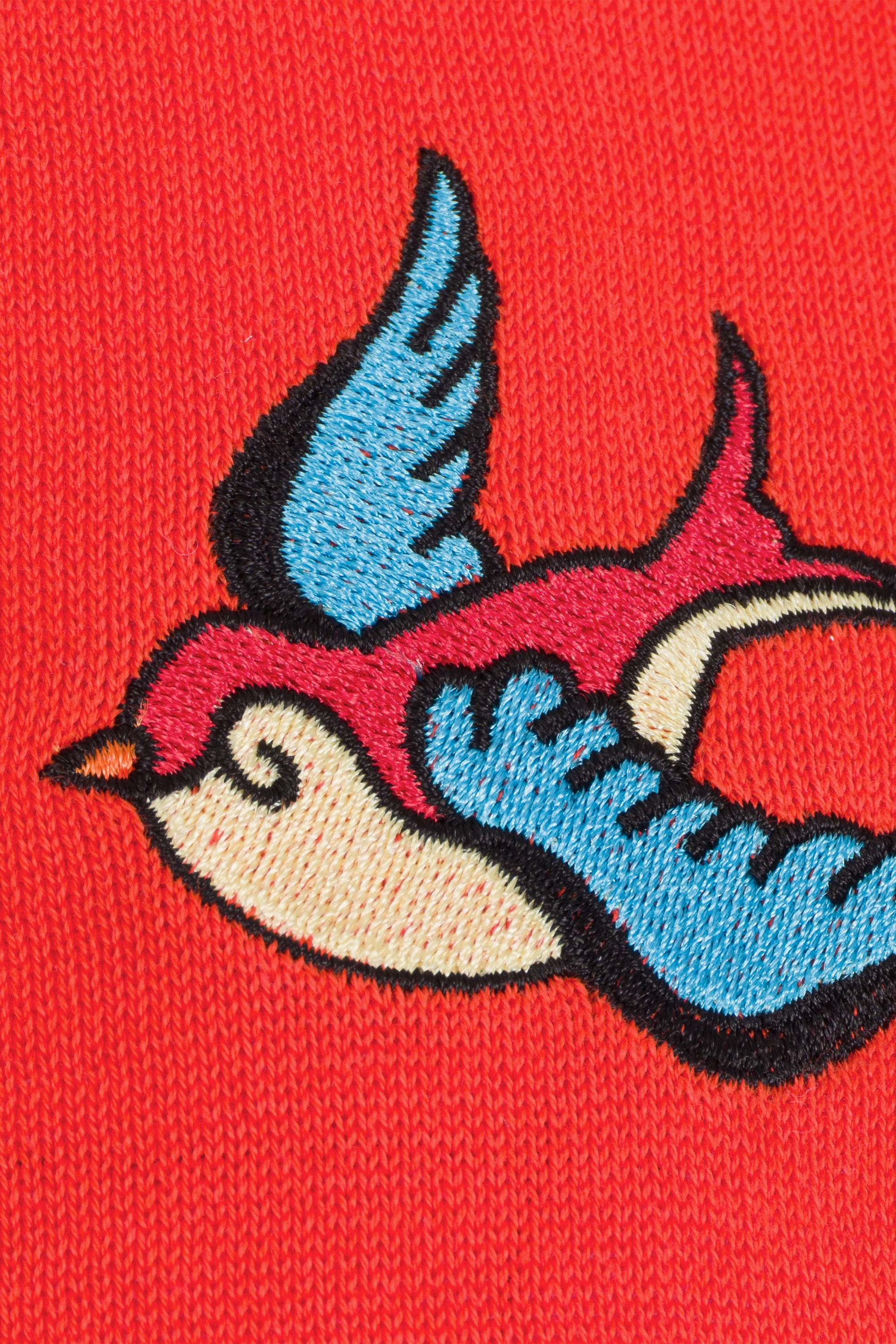 LaLamour - Emma Swallow cardigan in rood en blauw 4
