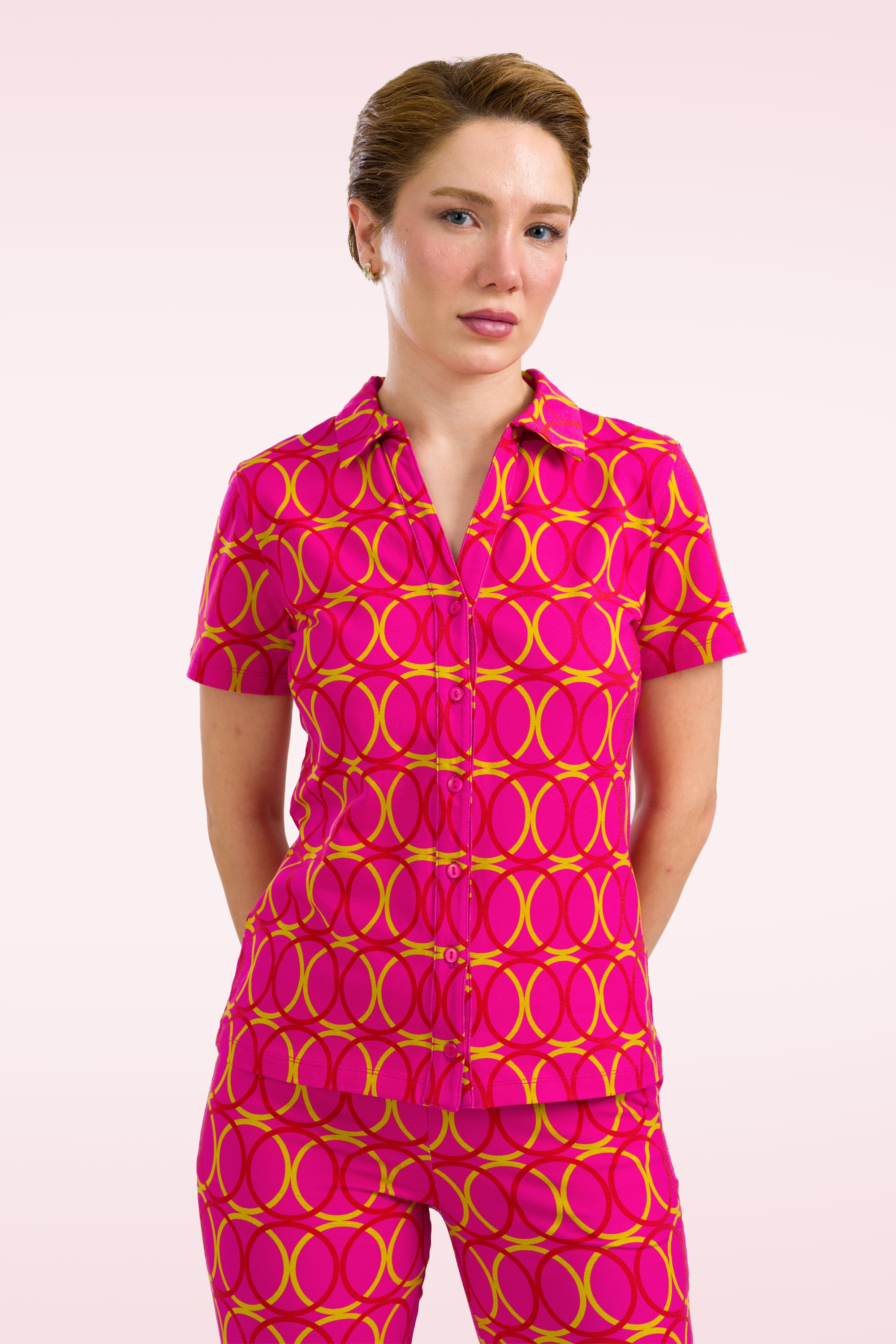 LaLamour - Lena blouse met korte mouwen in Bubble Beat