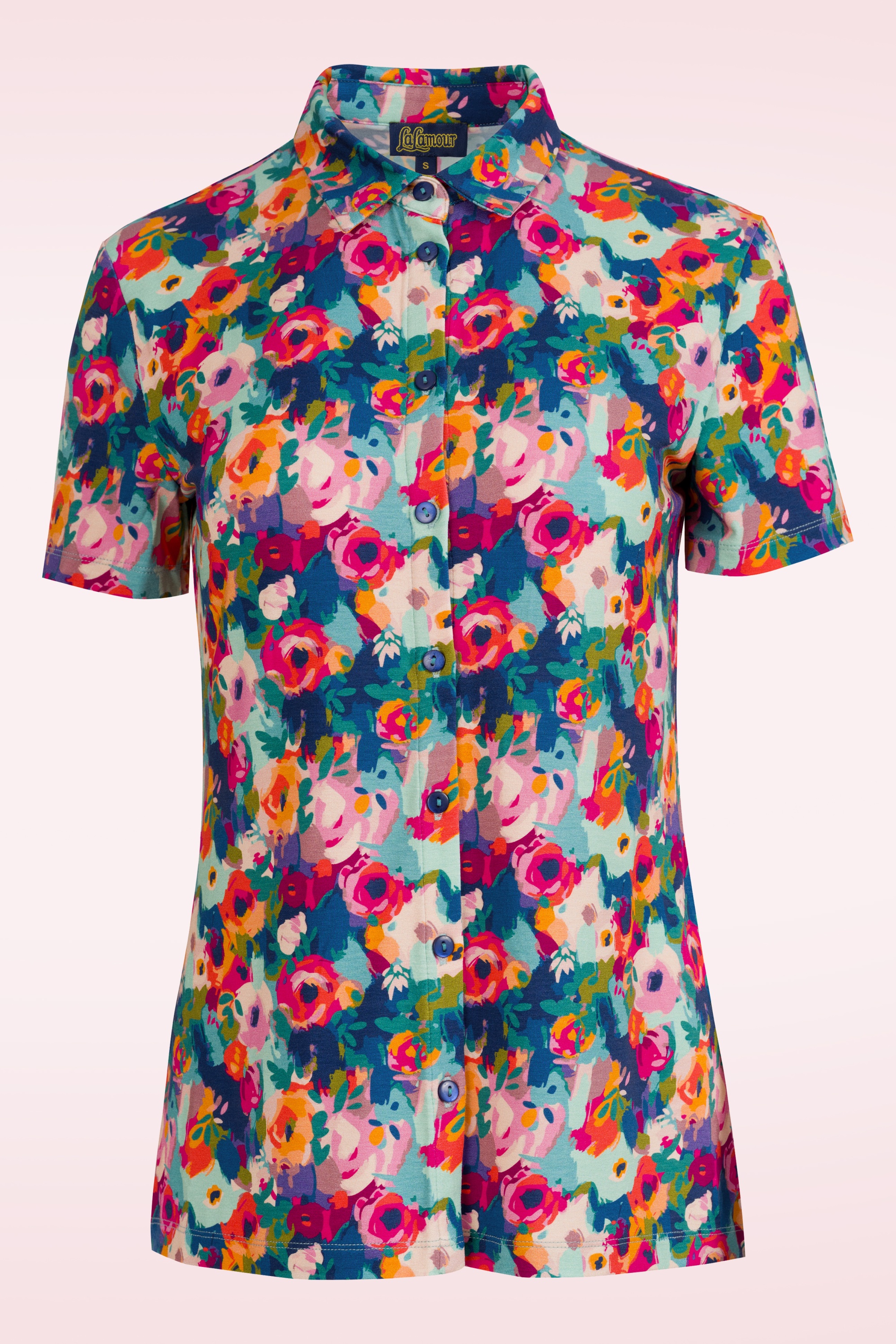 LaLamour - Sill blouse met korte mouwen in potpourri 2