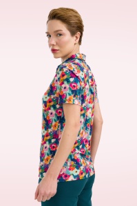 LaLamour - Sill blouse met korte mouwen in potpourri 3