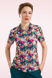 LaLamour - Sill blouse met korte mouwen in potpourri
