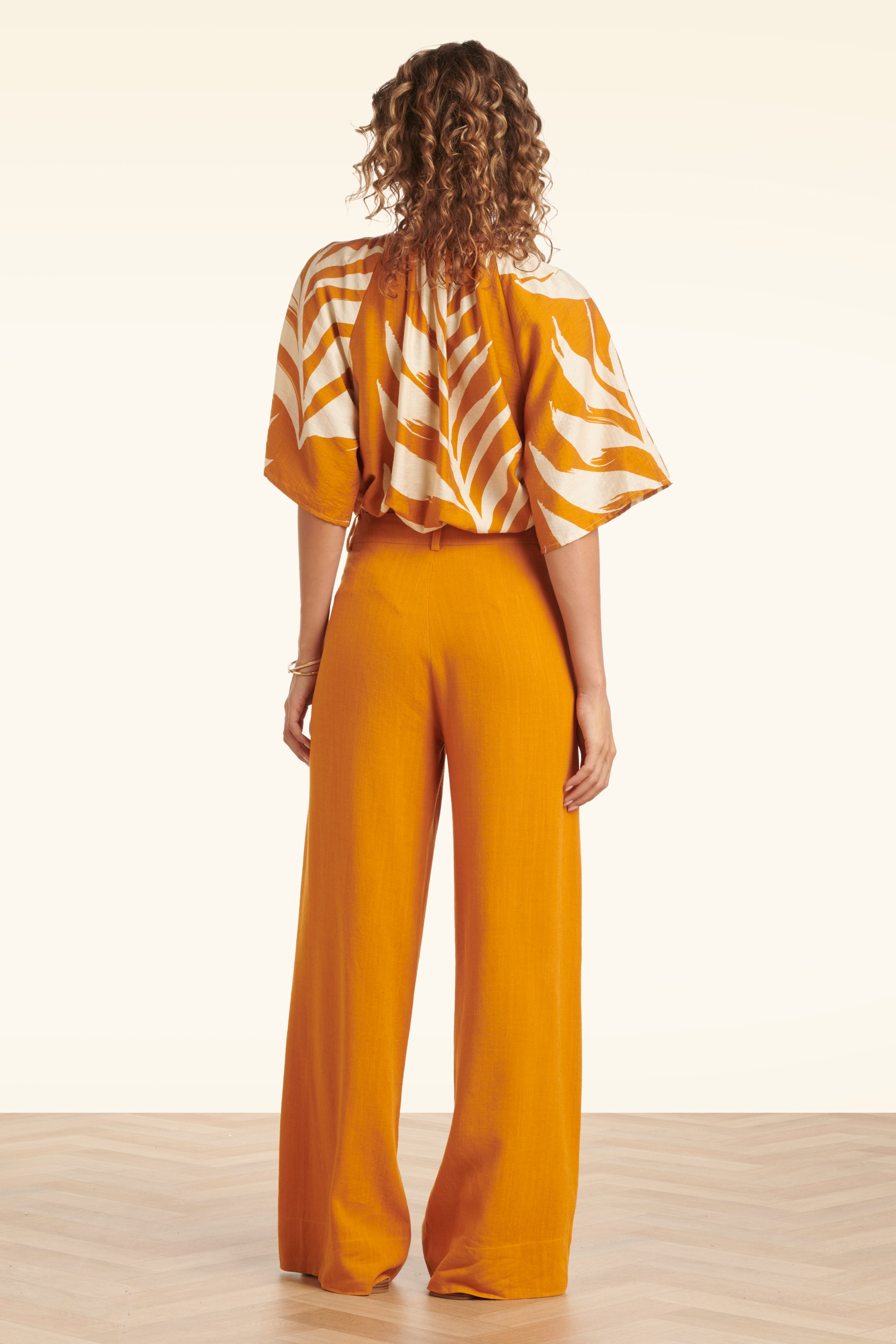 Smashed Lemon - Marigold Magic pantalon met wijde pijpen in mosterdgeel 3