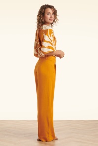 Smashed Lemon - Marigold Magic pantalon met wijde pijpen in mosterdgeel 4