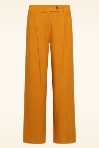 Smashed Lemon - Marigold Magic pantalon met wijde pijpen in mosterdgeel 2