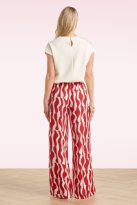 Smashed Lemon - Summer Sangria pantalon met wijde pijpen in rood en wit 3