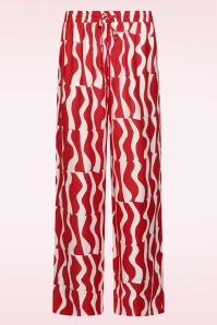 Smashed Lemon - Summer Sangria pantalon met wijde pijpen in rood en wit 2