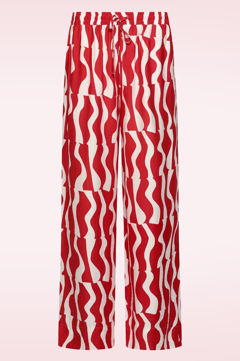 Smashed Lemon - Summer Sangria pantalon met wijde pijpen in rood en wit 2