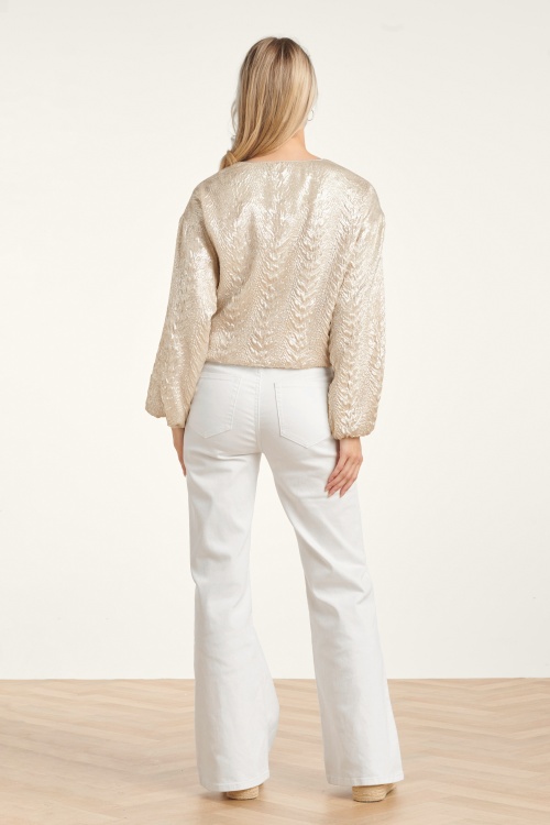 Smashed Lemon - Coco flared jeans in wit 3