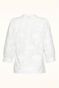 Smashed Lemon - Isla Palm geborduurde katoenen blouse in wit 3