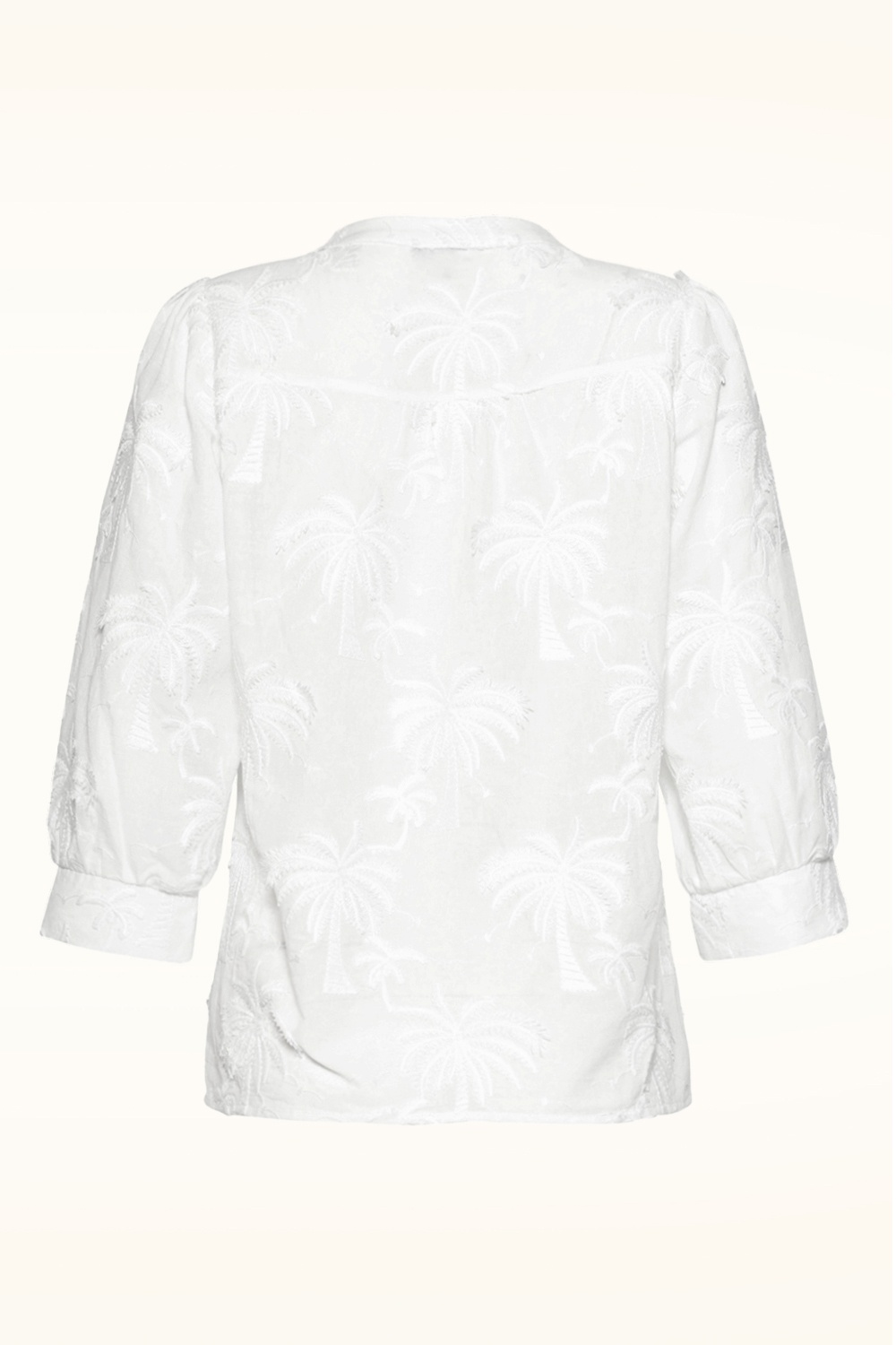 Smashed Lemon - Isla Palm geborduurde katoenen blouse in wit 3