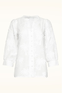 Smashed Lemon - Isla Palm geborduurde katoenen blouse in wit