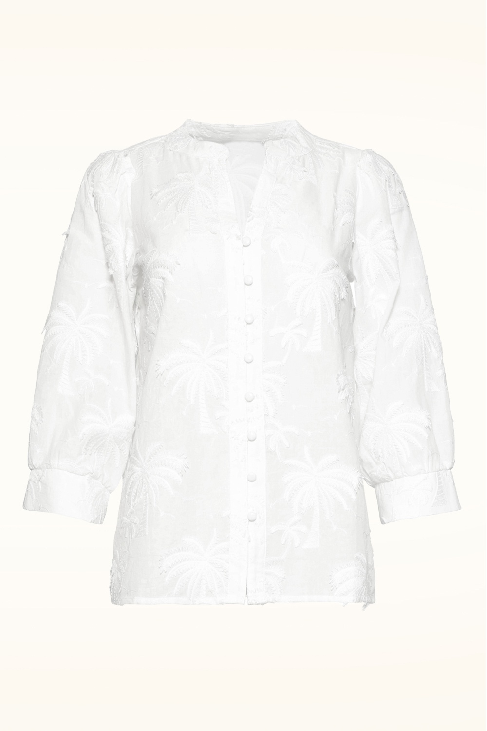 Smashed Lemon - Isla Palm geborduurde katoenen blouse in wit