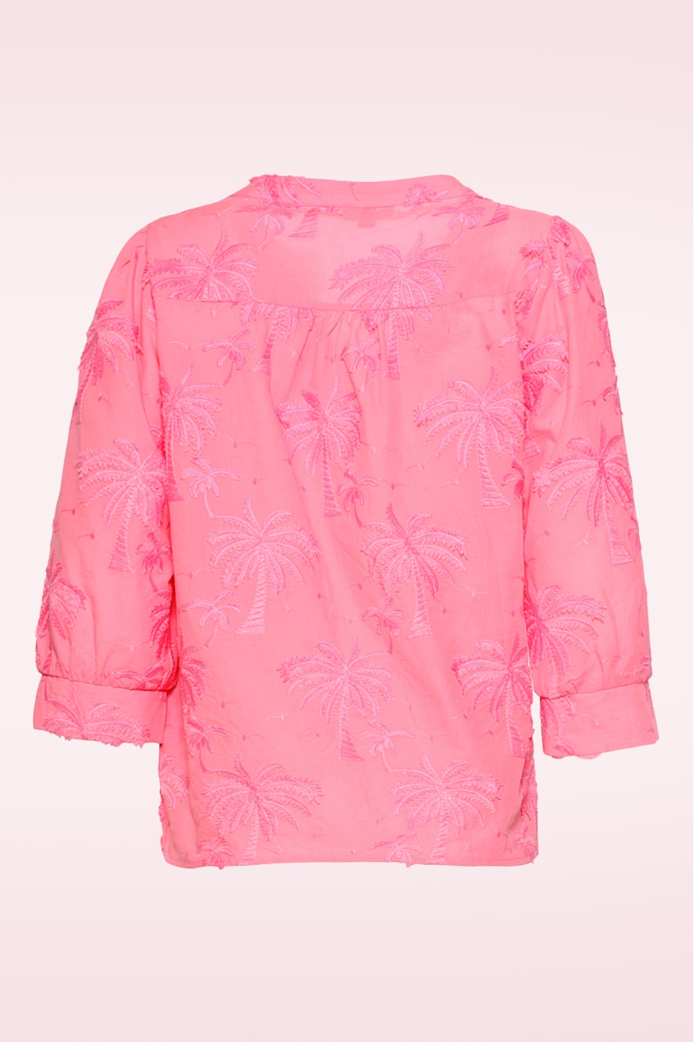 Smashed Lemon - Isla Palm geborduurde katoenen blouse in roze  3