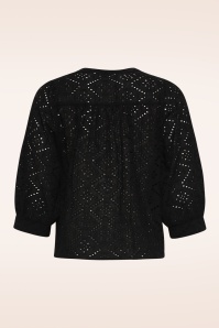 Smashed Lemon - Amélie broderie katoenen blouse in zwart 4