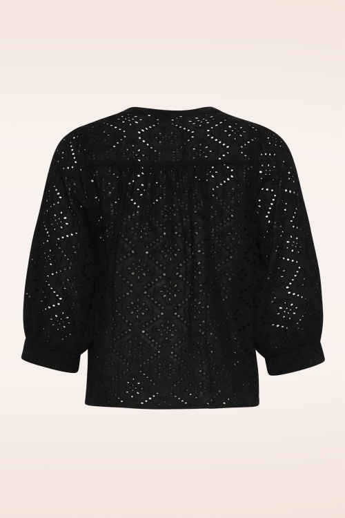 Smashed Lemon - Amélie broderie katoenen blouse in zwart 4