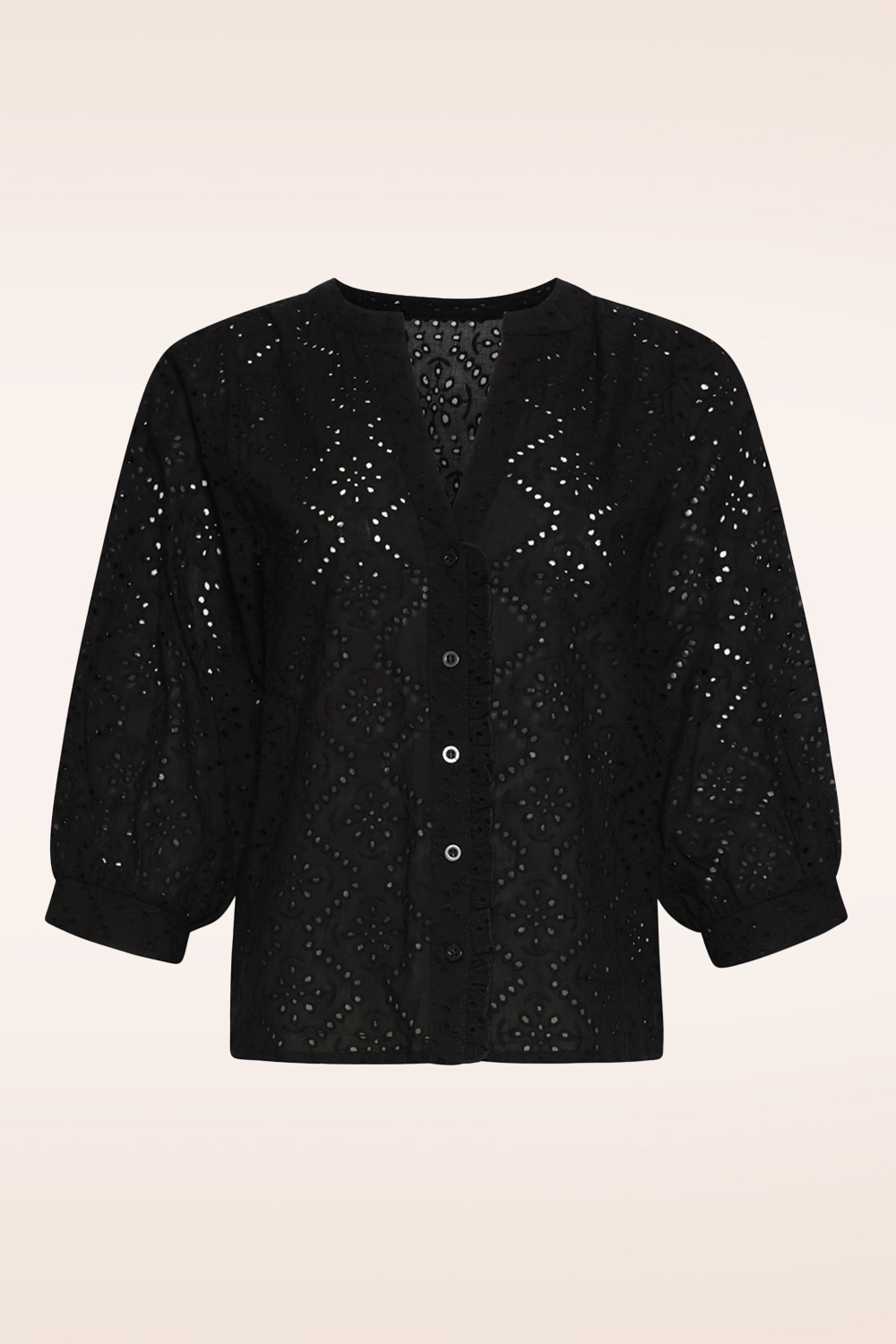 Smashed Lemon - Amélie broderie katoenen blouse in zwart 2