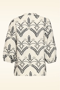 Smashed Lemon - Sandy Dune geborduurde blouse in zand en zwart 5