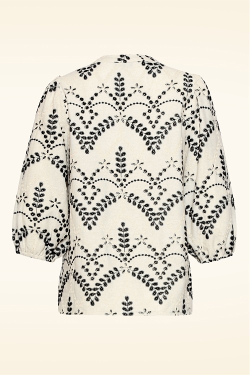 Smashed Lemon - Sandy Dune geborduurde blouse in zand en zwart 5