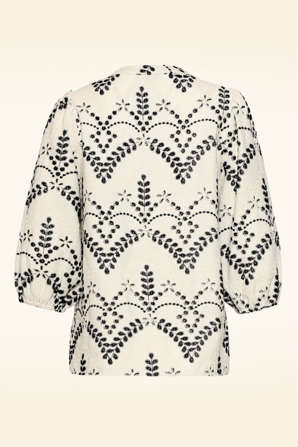 Smashed Lemon - Sandy Dune geborduurde blouse in zand en zwart 5