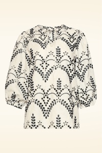 Smashed Lemon - Sandy Dune geborduurde blouse in zand en zwart 2