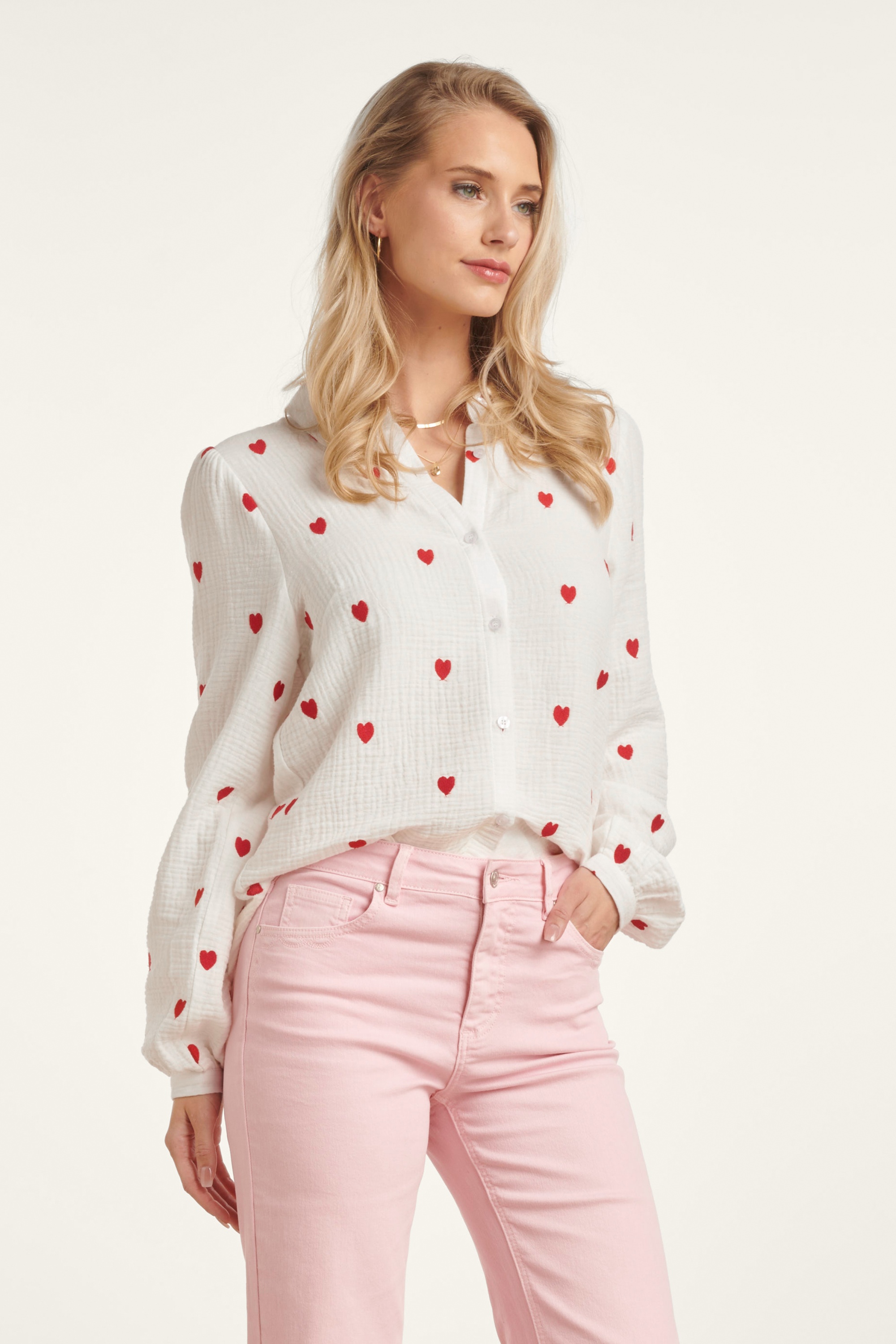 Smashed Lemon - Full of Love katoenen blouse in wit