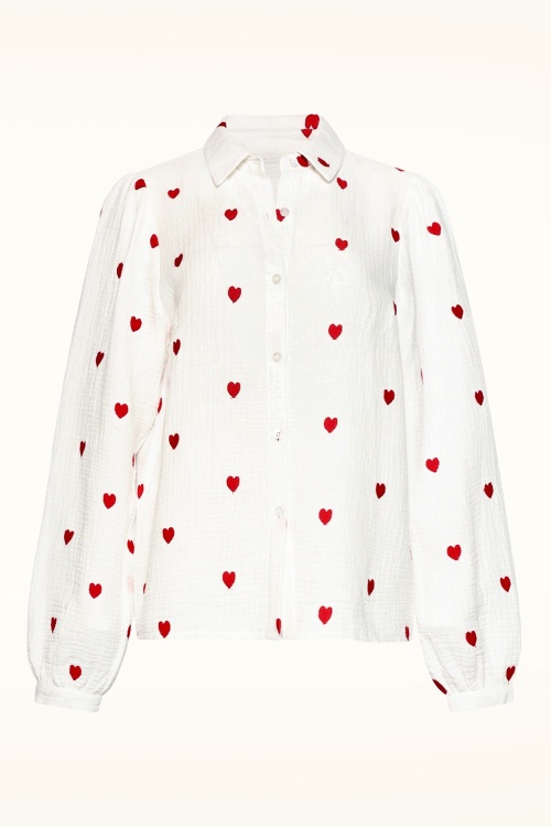 Smashed Lemon - Full of Love katoenen blouse in wit 2