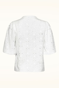 Smashed Lemon - Flora geborduurde katoenen blouse in wit 4
