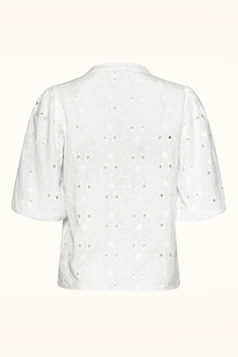 Smashed Lemon - Flora geborduurde katoenen blouse in wit 4