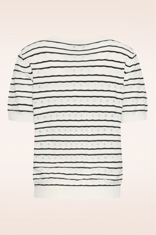 Smashed Lemon - Babette Striped gebreide top in wit en zwart 4