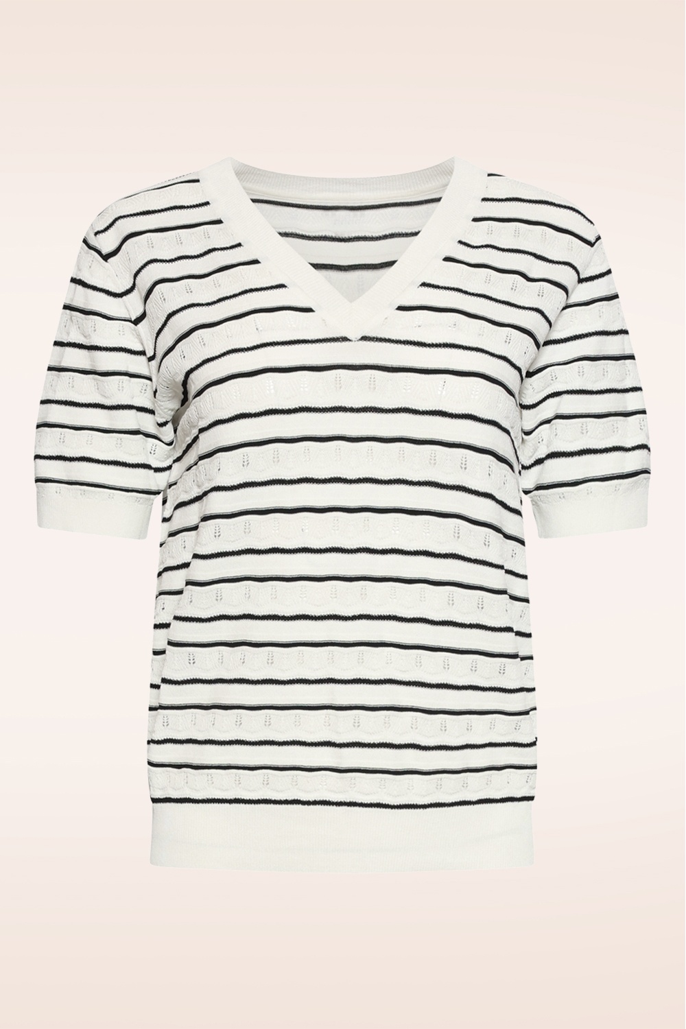 Smashed Lemon - Babette Striped gebreide top in wit en zwart 2