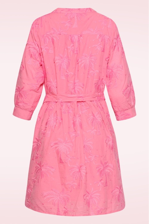 Smashed Lemon - Isla Palm geborduurde katoenen jurk in roze 5