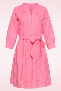 Smashed Lemon - Isla Palm geborduurde katoenen jurk in roze 2