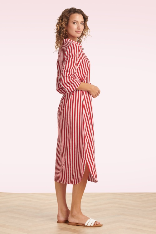 Smashed Lemon - Cosmic Candy midi jurk in rood en wit 6